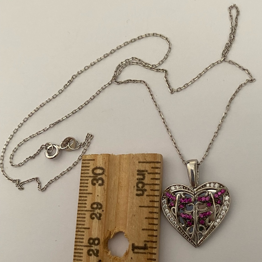 925 Silver dragonfly double heart initial necklace - Picture 4 of 4
